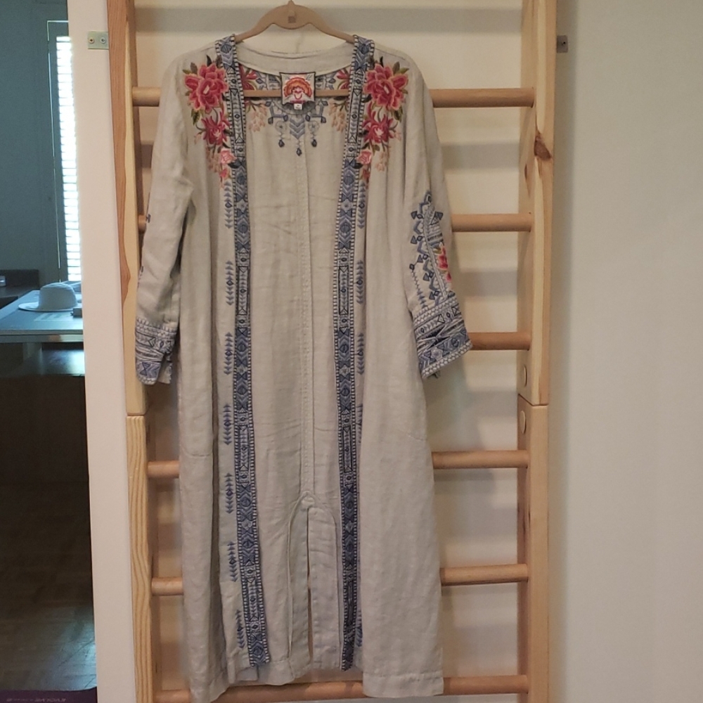 Johnny Was Linen Embroidered Duster